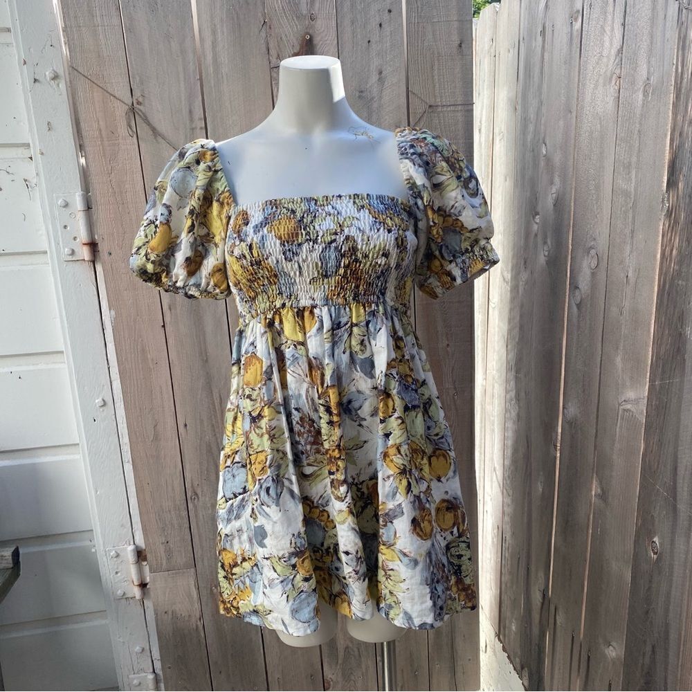 Posse Floral Print linen Mini Dress size medium